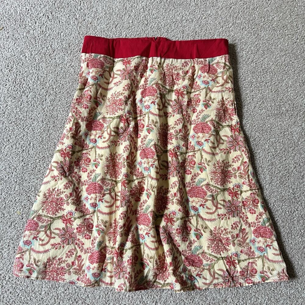 Vintage Y2K Forever 21 Cream Red Floral Midi Skirt Women’s S